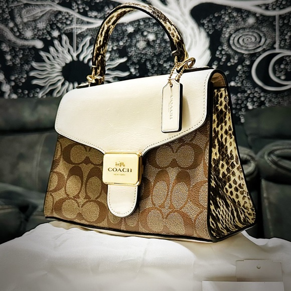 Coach Tan and Cream Women's Satchel - Picture 6 of 17